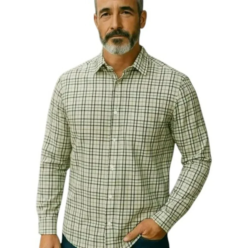 Banana Republic Slim Fit Tattersall Plaid Button Down L